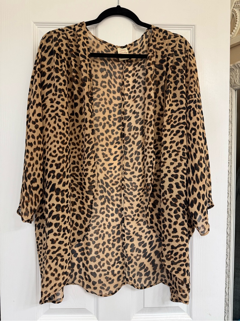 Faded Glory Leopard Sheer Kimono L